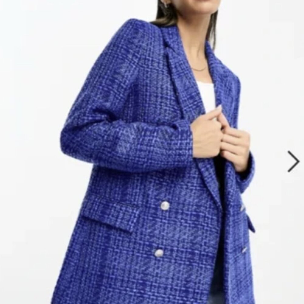 FRENCH CONNECTION - Azzurra Tweed Double Breasted Blazer (New)